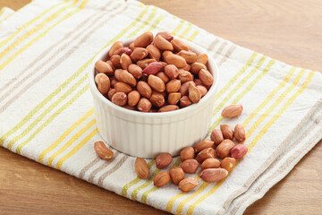 Raw peanut heap in the bowl