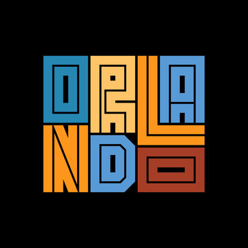 Orlando Typography poster. T-shirt fashion Design. Template for poster, print, banner, flyer. Concept for print production.