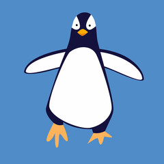 Vector illustration of a penguin in a flat style, isolated on a white background.