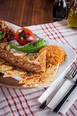 traditional turkish kebap with bulgur pilaf adana kebab urfa kebab