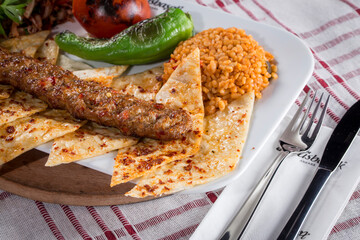 traditional turkish kebap with bulgur pilaf adana kebab urfa kebab