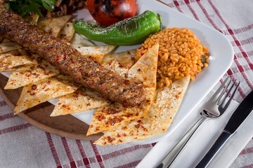 traditional turkish kebap with bulgur pilaf adana kebab urfa kebab