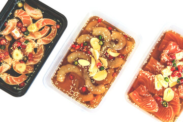 Korean style pickled prawns or Korean soy sauce pickled shrimp in box - Asian food style