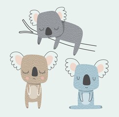  cartoon koala set. vector illustration © andin