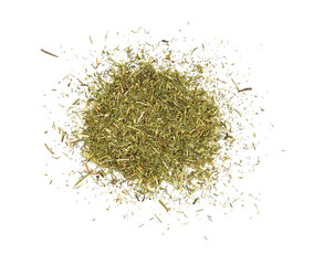 Heap of dried dill herb isolated on white