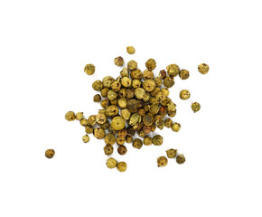Heap of green peppercorns isolated