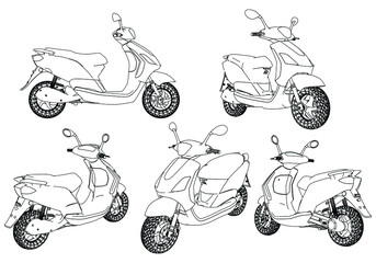 Scooter outline vector illustration. Delivery symbol, logo illustration.