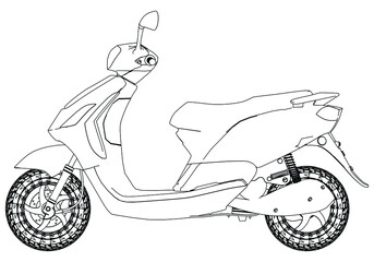 Scooter outline vector illustration. Delivery symbol, logo illustration.