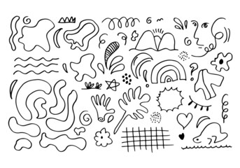 decorative abstract and doodle objects for concept designs. Doodle illustration. Vector template for decoration.