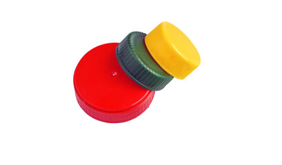 Isolated plastic bottle cap. Recycling. secondary raw materials. separate waste collection. plastic trash 
