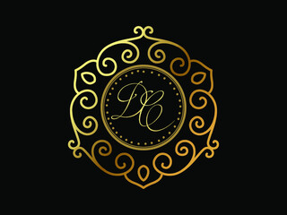 DC initial letter luxury monogram logo,elegant ornamen jewelry, emblem of love shape heart