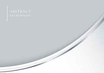 Template elegant 3D abstract white curved shape with gray line on grey background.