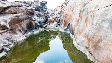 Rock structure on the bank of Kaveri River in Makedatu (Karnataka, INDIA)