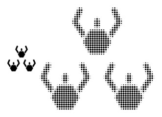 Microrobots halftone dotted icon. Microrobots vector icon mosaic is made with halftone array which contains circle points.