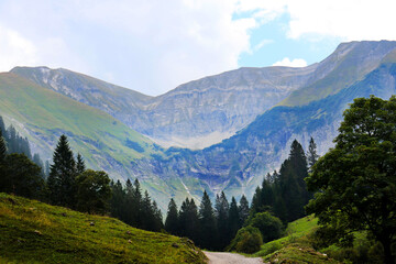 Fototapeta premium Alps, valley in the mountains