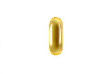 Closeup of the gel capsule. Isolated pill
