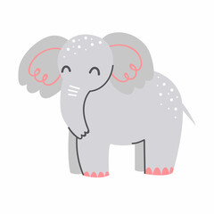 Cute elephant on a white background. Vector childish illustration