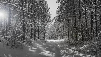 Zima na Mazurach w północno-wschodniej Polsce