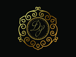 DP initial letter luxury monogram logo,elegant ornamen jewelry, emblem of love shape heart