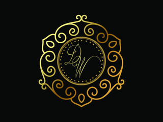 DW initial letter luxury monogram logo,elegant ornamen jewelry, emblem of love shape heart