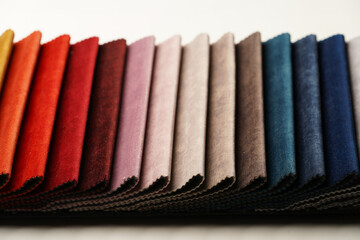 Colorful fabric samples. Fabric texture background