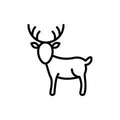 Cartoon deer with antlers thin line icon. Modern vector illustration.