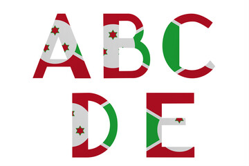 Latin letters in colors of national flag Burundi. Part 1