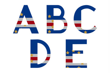 Obraz premium Latin letters in colors of national flag Cabo Verde. Part 1