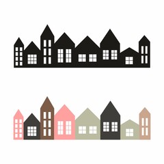 Silhouette of European houses