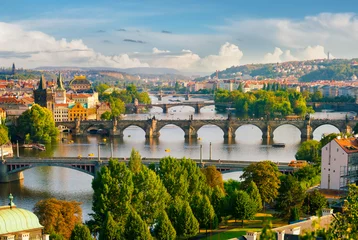 Zelfklevend Fotobehang Bridges in Prague © Givaga