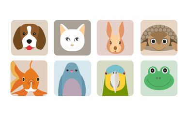 Set of pets portrait (vector illustration - symbols)	
