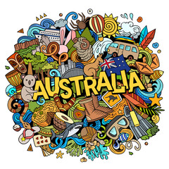 Australia hand drawn cartoon doodle illustration. Funny local design.