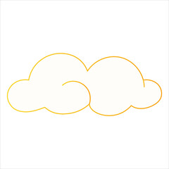 Japanese cloud in chinese style with gold stroke isolated on white background, chinese element in cartoon style
