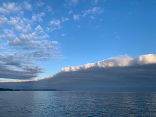 Naklejka na ściany i meble A shelf cloud formation off the coast at Dawlish, Devon, UK
