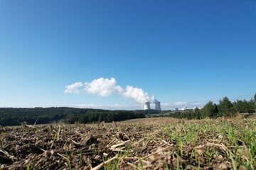 Nuclear power palnt Temelin Czech republic cooling towers steaming energy production tschechisches...