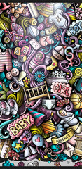 Baby hand drawn doodle banner. Cartoon vector detailed flyer.