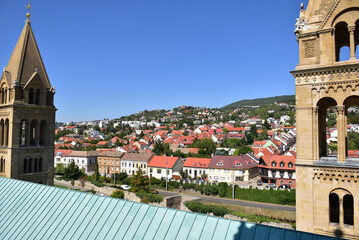 Tower of the cathedral in Pecs city, Hungary