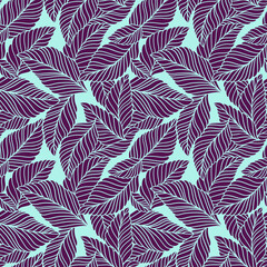 Elegant seamless pattern with delicate leaves. Vector Hand drawn floral background.