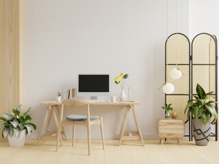 Working room, office room with white color background.