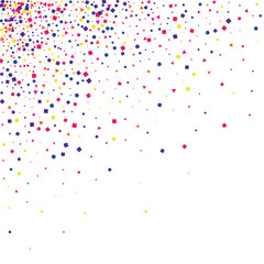 Pink Dot Rainbow Background. Color Confetti Texture. Yellow Wedding Circle Isolated. Green Gift Square.