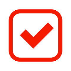 Red checkbox icon. Confirmation and authentication. Vector