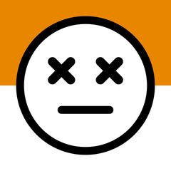 Obraz premium Face icon with cross-marked eyes. Vector.