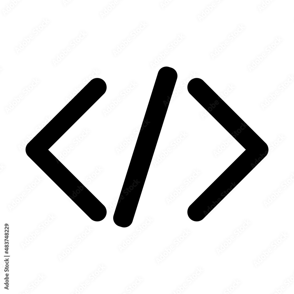 Poster tags and slash. coding mark silhouette icon. vector.