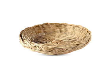 vintage weave wicker basket isolated on white background