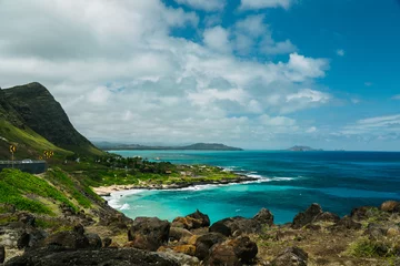 Raamstickers The Pacific Ocean from the coast of Honolulu in Hawaii © Three Sixty Media/Wirestock