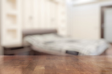 wooden table in the bedroom