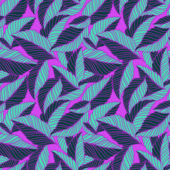 Fototapeta na wymiar Elegant seamless pattern with delicate leaves. Vector Hand drawn floral background.