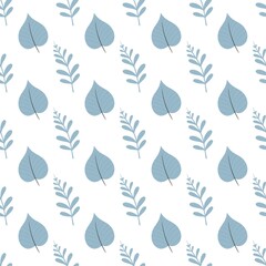 flower pattern - cute light blue plant leaves on a light background