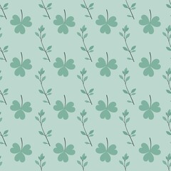 Fototapeta premium simple cute floral pattern - beautiful green leaves of a plant on a light background