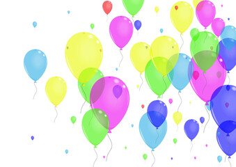 Multicolor Surprise Background White Vector. Flying Shiny Illustration. Pink Inflatable. Green Balloon. Balloon Gift Frame.